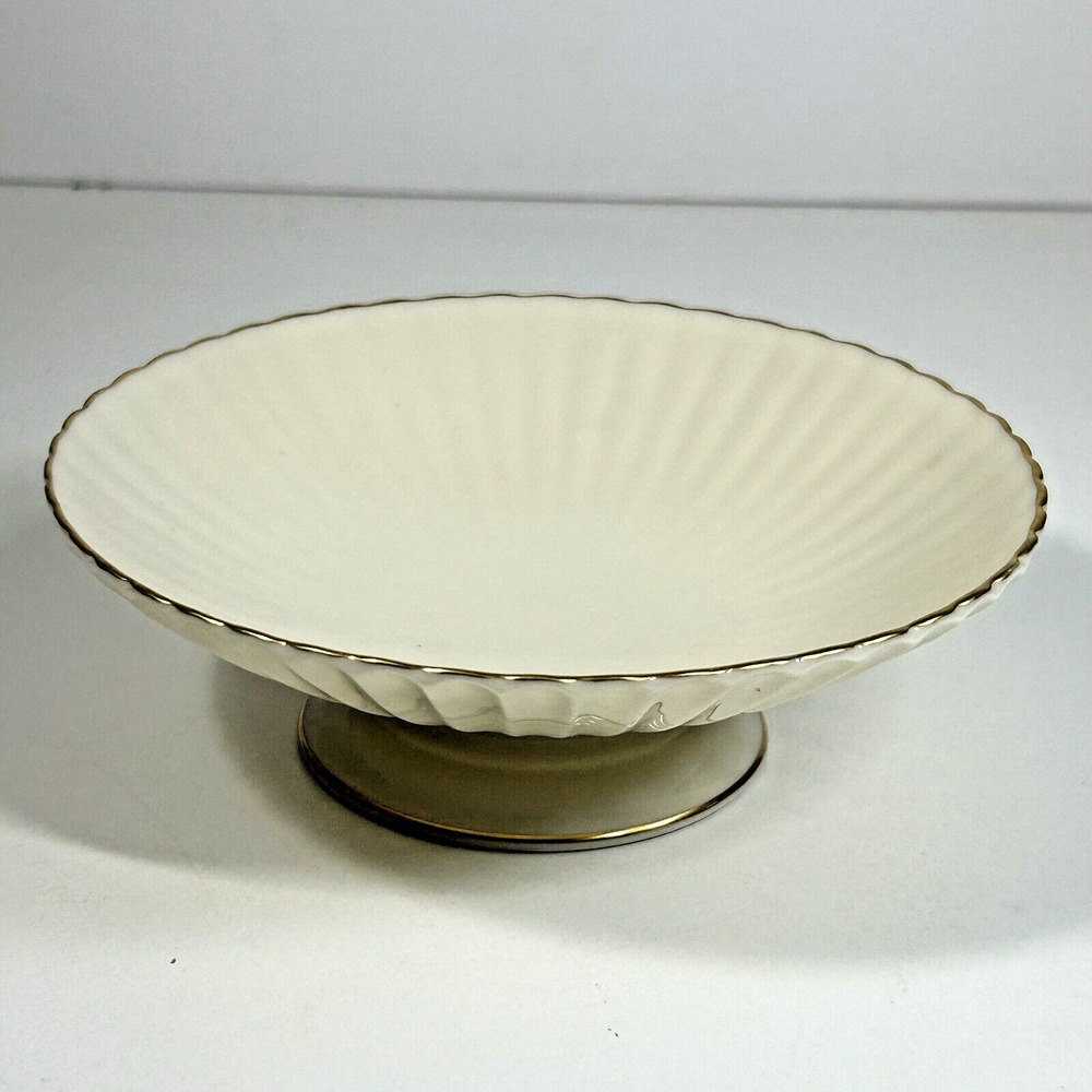 Vintage Lenox Plaza Collection Fluted Pedestal Serving Bowl Compote Made in USA